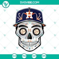 Houston Astros Skull SVG File with Day of the Dead Sugar Skull design, perfect for fans of the Houston Astros.