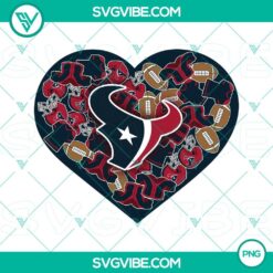Houston Texans themed heart Valentine PNG image designs for digital use, featuring team colors and logo. Perfect for NFL fans.