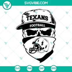 Houston Texans skull SVG file with football designs in PNG, DXF, and EPS formats for cutting crafts and sports fans.