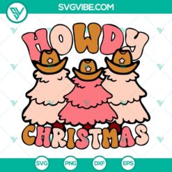 Cowboy Christmas tree SVG with "Howdy Christmas" design, perfect for Western themed holiday decorations.