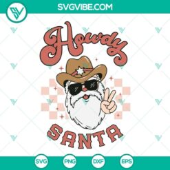 Cowboy Santa Claus wearing a western Christmas outfit - SVG file for digital use. Great for holiday crafting projects.
