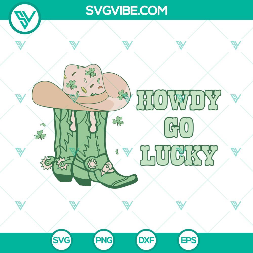Howdy Go Lucky SVG, Cowboy Boots SVG, Western St Patricks Day SVG PNG DXF EPS Western St Patricks Day themed SVG files featuring Howdy Go Lucky and Cowboy Boots designs. Ideal for crafts and digital projects.