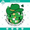 Howdy Go Lucky SVG: Disco Ball Cowboy Hat and Shamrock SVG design for St. Patrick's Day crafts and decorations.