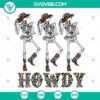 Western cowboy skeleton with leopard print hat dancing in Halloween theme SVG file.