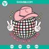 Western cow boy hat and disco ball Happy New Year SVG design for download. Perfect for celebrating the New Year with a touch of the Wild West.