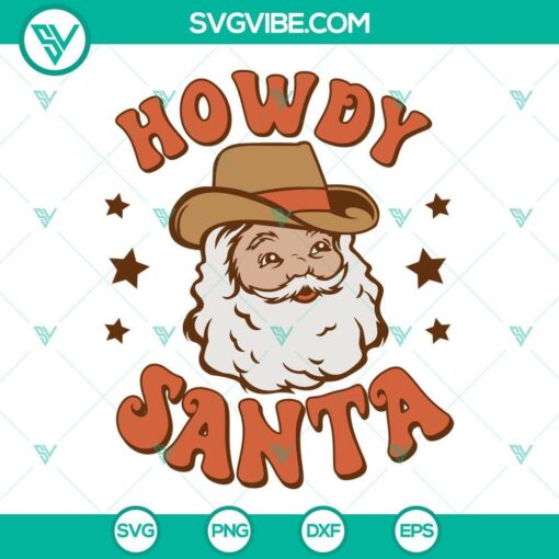 Howdy Santa SVG file with jolly Santa Claus design for Christmas crafting projects in PNG, DXF, and EPS formats. Perfect for cut files.