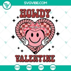 Valentine cowboy smiley face SVG design with "Howdy Valentine" text, perfect for Western-themed digital projects and downloads.