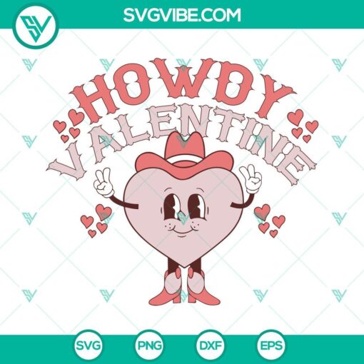 Western-themed Howdy Valentine SVG Files ideal for Cowboy Valentines Day designs.