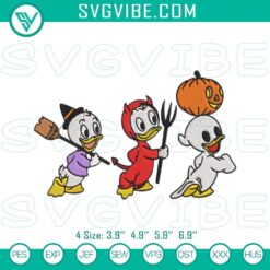 Disney Baby Duck Halloween machine embroidery designs - Huey Dewey Louie patterns for spooky crafting projects.