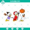 Halloween-themed Disney Baby Duck SVG files including Huey, Dewey, and Louie. Ideal for crafts. JPEG, PNF, DXF, and EPS formats.