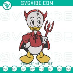 Cute Halloween themed embroidery designs with baby duck devil pattern, perfect for spooky craft projects.