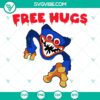 Huggy Wuggy Free Hugs Poppy Playtime SVG images in PNG, EPS, and DXF files showcasing cartoon character design for digital use.