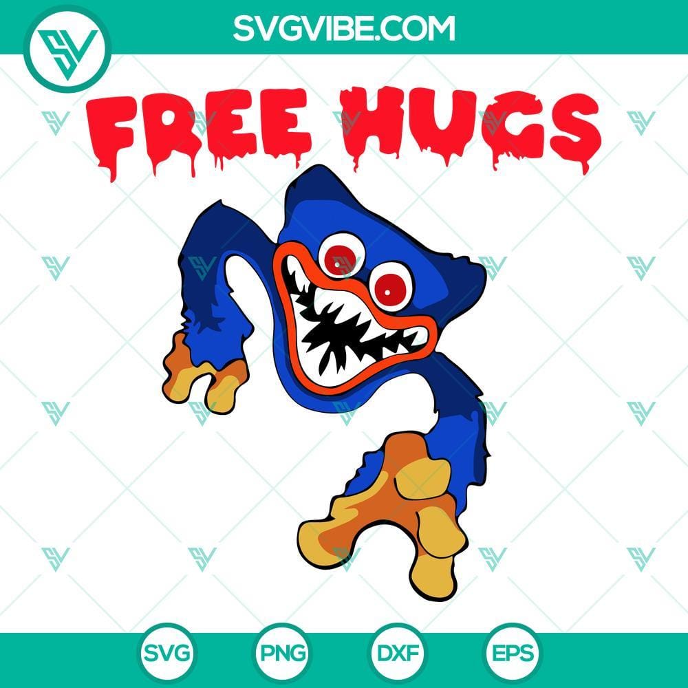 huggy-wuggy-free-hugs-poppy-playtime-svg-png-eps-dxf-files-for-cricut-silhouette-8-mockup.jpg Huggy Wuggy Free Hugs Poppy Playtime SVG images in PNG, EPS, and DXF files showcasing cartoon character design for digital use.
