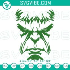 Hulk face superhero embroidery design file for machines, Marvel character illustration for crafting.