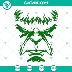 Hulk face SVG and cut files with angry green superhero face design, ideal for crafting projects.