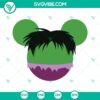 Hulk-themed mouse ears SVG cut files in PNG, DXF, and EPS formats for crafting. Ideal for superhero theme projects.