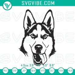 Husky face embroidery design, digital file for machine, cute dog pattern.