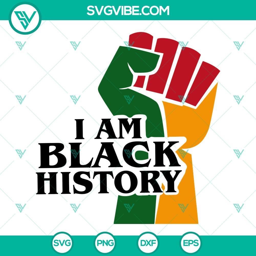 i-am-black-history-raised-fist-hand-svg-afro-svg-black-history-month-svg-png-dxf-eps-4-mockup.jpg Raised fist hand Afro SVG download celebrating Black History. Ideal for graphic design projects.