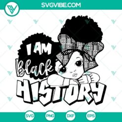 Peekaboo Girl Black History SVG File with "I Am Black History" text in PNG and DXF formats for digital use.
