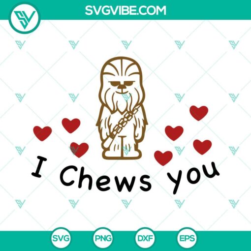 Chewbacca themed Valentine's Day SVG file with Star Wars design, perfect for crafting projects.