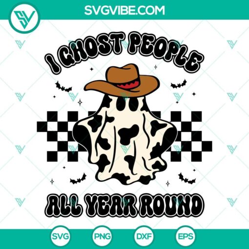 Cowboy ghost SVG design for download, retro style ghost people SVG image.