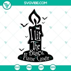 Black Flame Candle SVG images with intricate design, perfect for halloween crafts and decor.