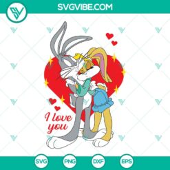 Bugs Bunny and Lola Bunny Looney Tunes SVG files for Valentines, cute and romantic cartoon characters, ideal for digital projects.