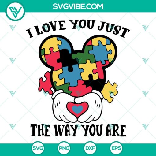 Puzzle piece SVG design for Autism Mom with "I Love You Just The Way You Are" message. Perfect for crafting projects.