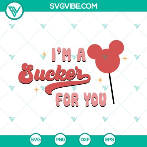 Mickey Mouse lollipop SVG design for Valentine's Day, retro style. Ideal for digital crafting.