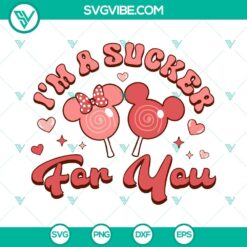Mickey and Minnie Mouse candy heart SVG file, ideal for Valentine's Day crafts and projects.