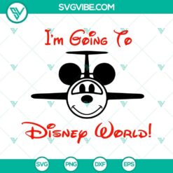 Disney World and Mickey Mouse airplane SVG images for download, perfect for Disney fans and vacation themed digital projects.