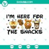 Disney Tigger SVG image featuring "I'm Here For The Snacks" design with Disney drinks. Perfect for Disney fans.