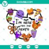 I'm Here For The Treats Halloween SVG featuring Disney Halloween snacks in cute cartoon style. Perfect for Halloween crafting.