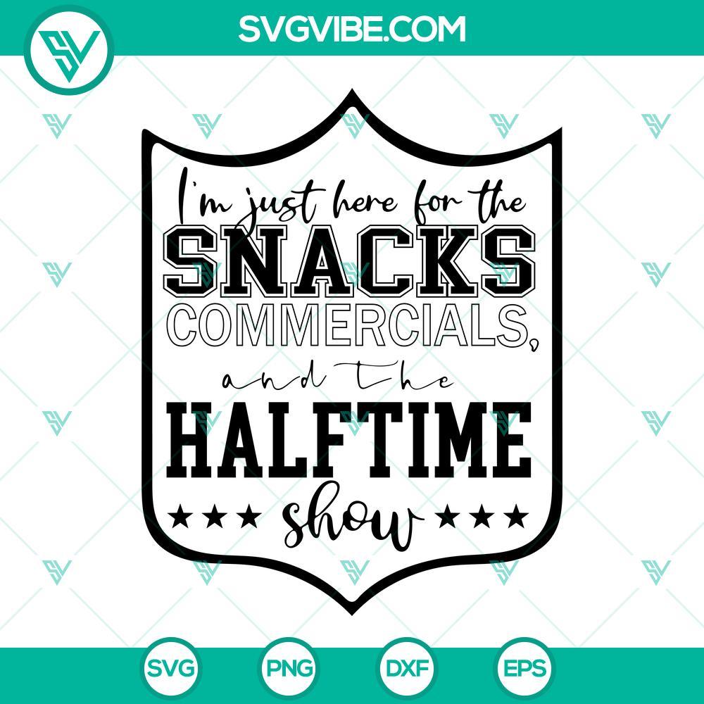 i-m-just-here-for-the-snacks-commercials-and-the-halftime-show-svg-super-bowl-sunday-2023-svg-3-mockup.jpg Super Bowl themed design with text "I’m Just Here For The Snacks Commercials And The Halftime Show" on a digital product image. Perfect for football fans.