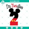 Two-year-old Mickey Mouse themed SVG images with the number two, perfect for birthday decorations. Downloadable in PNG and DXF formats.