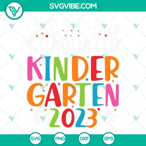 Kindergarten graduation SVG file for 2023 with "I Officially Graduated Kindergarten" text. Perfect for graduation projects.