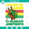 Juneteenth celebration SVG design featuring Afro boy pausing game. Perfect for digital products.