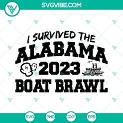 Alabama Boat Brawl 2023 SVG cut files with EPS, PNG, and DXF formats for digital crafting, featuring a survival theme.