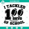 School-themed SVG files to celebrate 100 days of school, featuring a boy, football, and various school elements. Perfect for crafting projects.