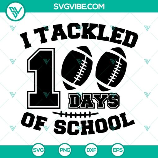 School-themed SVG files to celebrate 100 days of school, featuring a boy, football, and various school elements. Perfect for crafting projects.