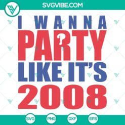 Philadelphia baseball SVG design with "I Wanna Party Like It’s 2008" message, ideal for digital party decorations and baseball fans.