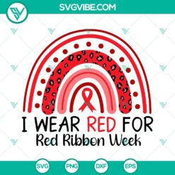 Red Ribbon Week rainbow SVG design promoting drug-free awareness, ideal for crafting projects.