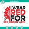 Red Ribbon Week Sunflower SVG design, Drug Free SVG File, vibrant red theme. Download for crafts and projects.