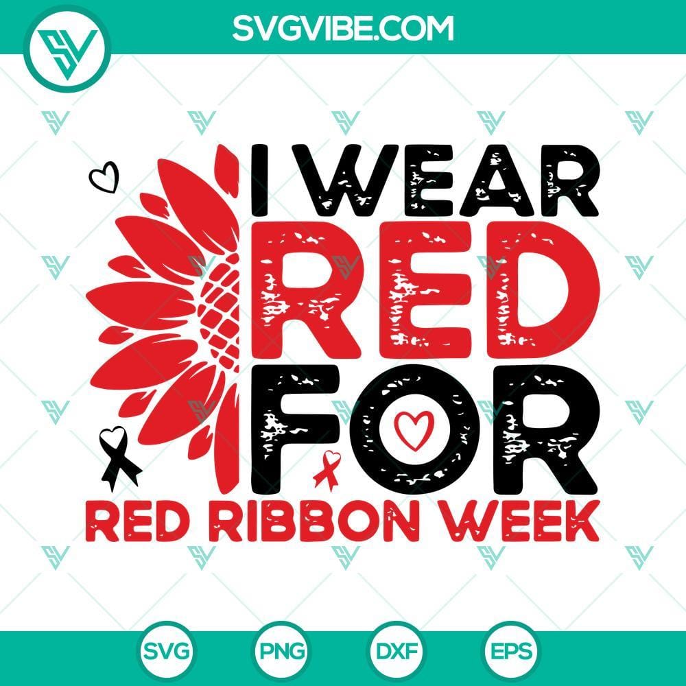 i-wear-red-for-red-ribbon-week-sunflower-svg-drug-free-svg-red-ribbon-week-awareness-svg-8-mockup.jpg Red Ribbon Week Sunflower SVG design, Drug Free SVG File, vibrant red theme. Download for crafts and projects.
