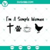 Simple woman love chicken, cross, dog paw SVG images, funny design for download.