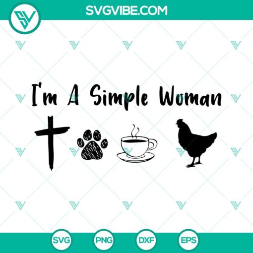Simple woman love chicken, cross, dog paw SVG images, funny design for download.