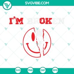 Confused smile I'm ok broken SVG download for invisible illness awareness.