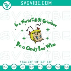 Cindy Lou Who face embroidery file, holiday pattern for digital products. Ideal for Christmas crafts.
