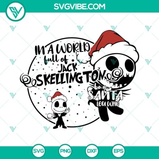 Jack Skellington and Santa Lou Who SVG download featuring Santa Claus and Halloween mashup design.