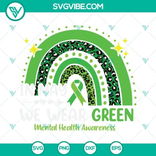May mental health awareness rainbow SVG file with green design for digital use.